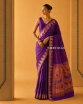 Mayur Vatika Violet Paithani Silk Saree