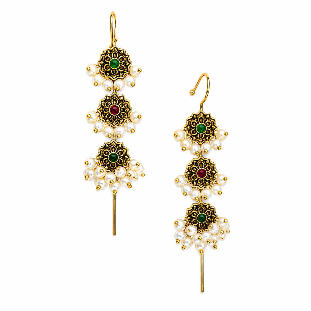 Surmayi Floral Tier Earrings