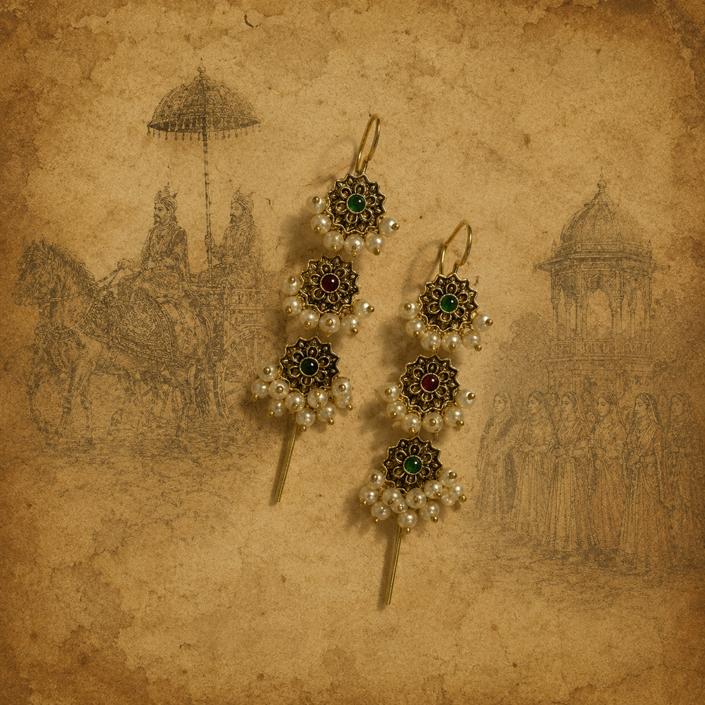 Surmayi Floral Tier Earrings