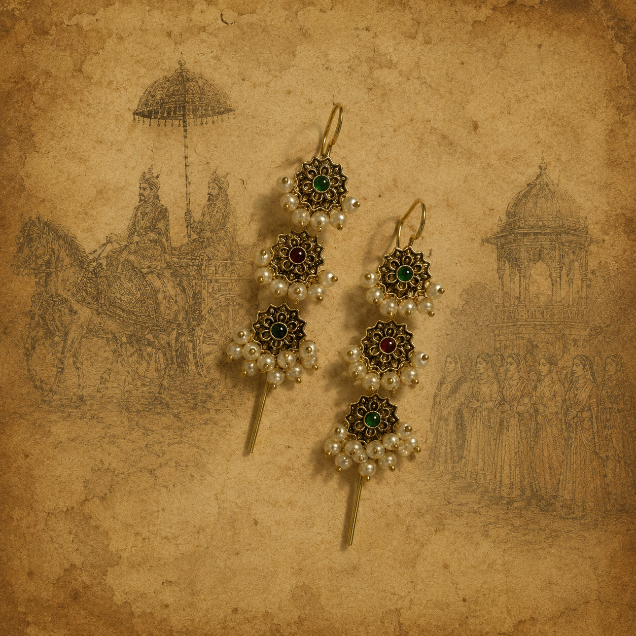 Surmayi Floral Tier Earrings