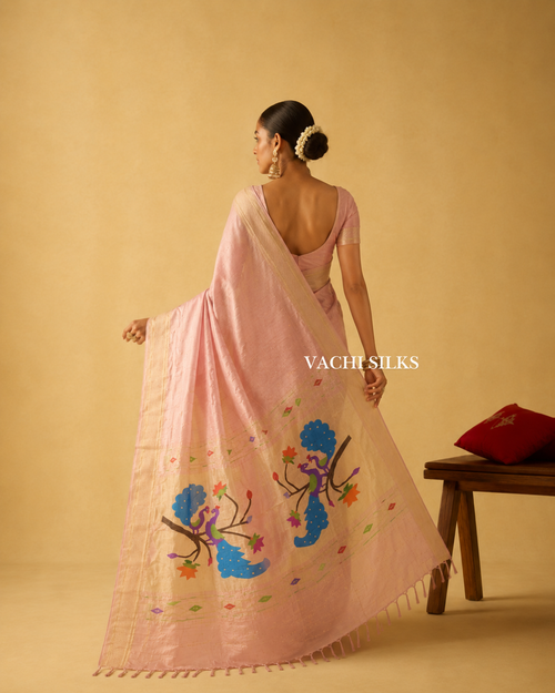 Chandrika Blush Pink Paithani Silk Saree
