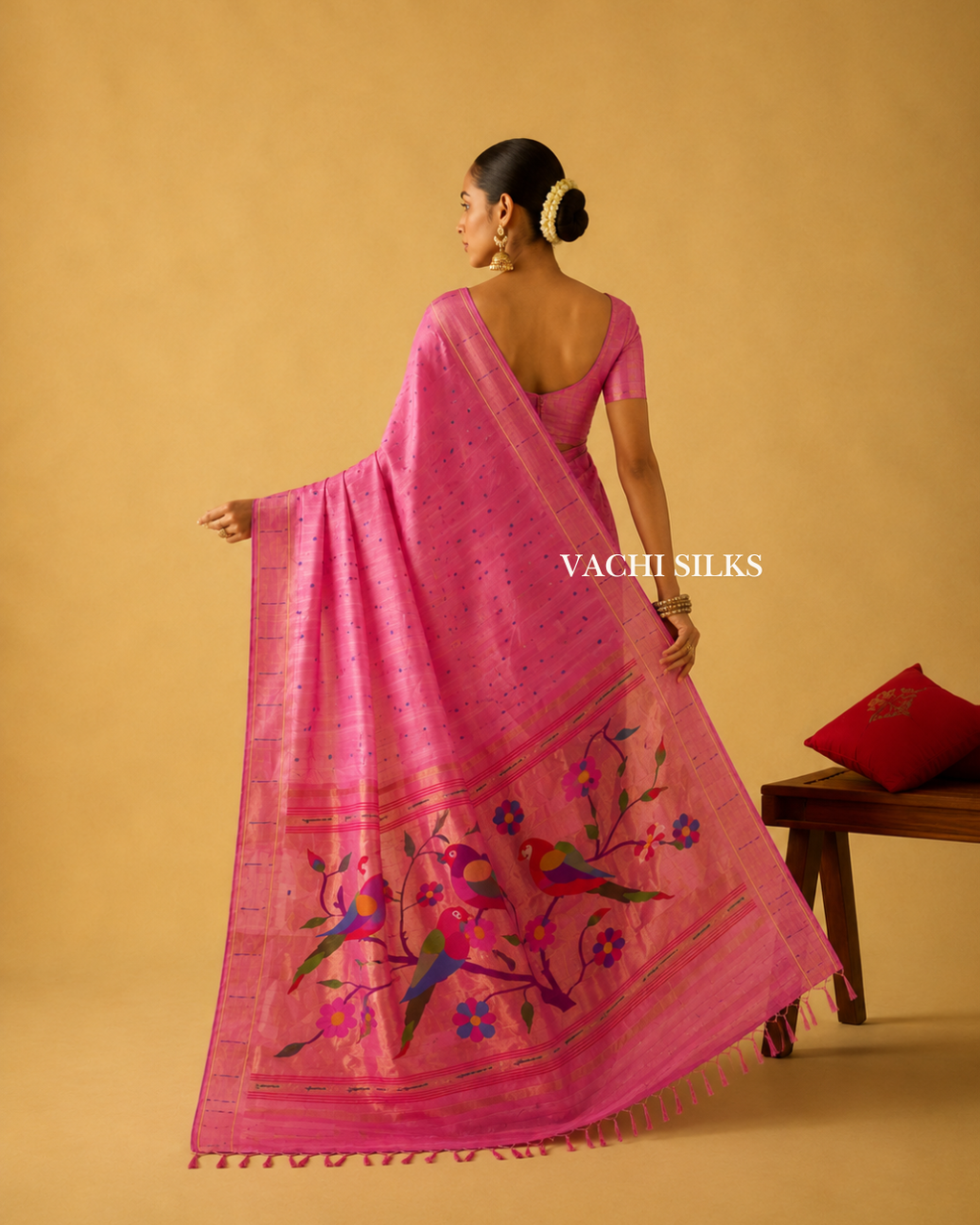 Gulbahar Pink Paithani Silk Saree